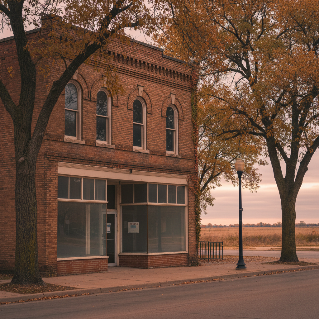 Empty storefront in older brick building