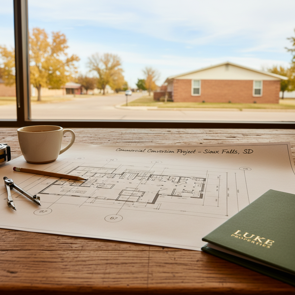 Architectural drawings on work table